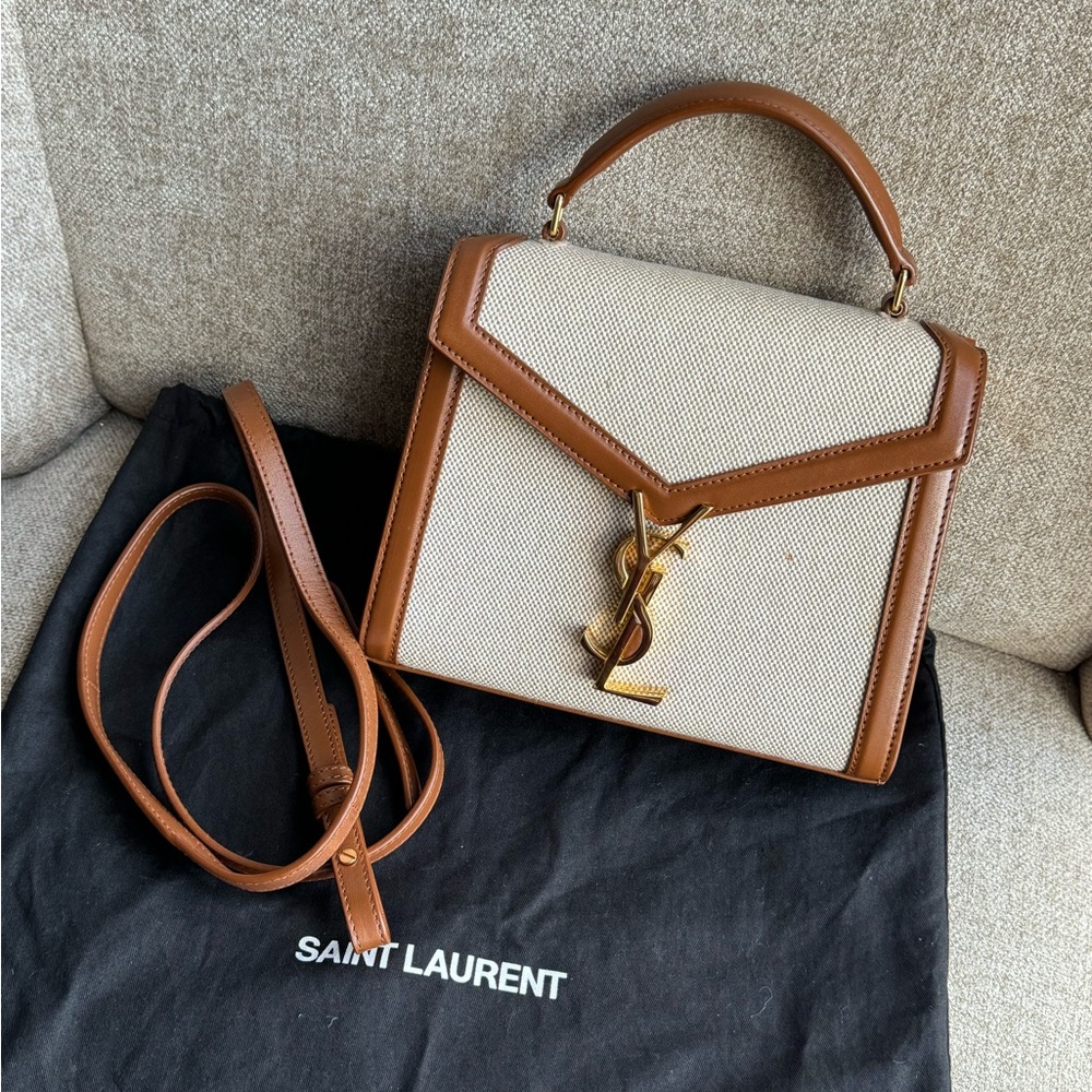 Saint Laurent, YSL Cassandra, Canvas & Leather Top Handle with Crossbody Strap
